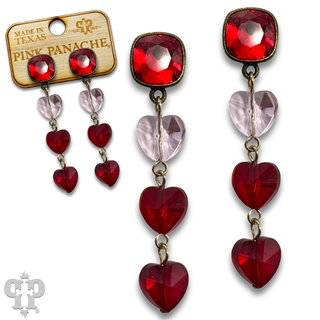 Triple crystal heart earring, Austrian crystal