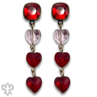 Triple crystal heart earring, Austrian crystal