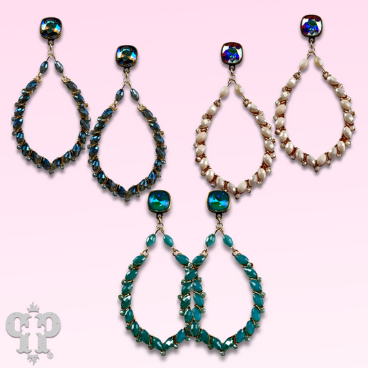 Bicone bead teardrop earring with Austrian crystal