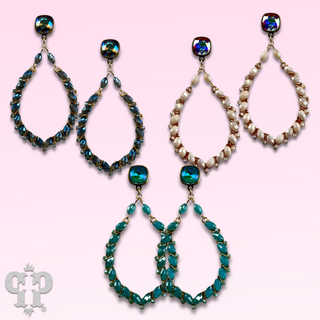 Bicone bead teardrop earring with Austrian crystal