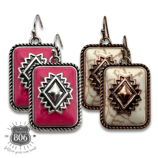 Rectangle western aztec stone earring - LC