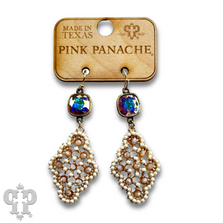 Rounded diamond shape earring with Austrian crystal