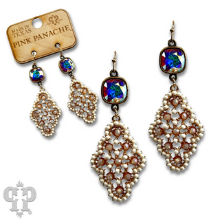 Rounded diamond shape earring with Austrian crystal