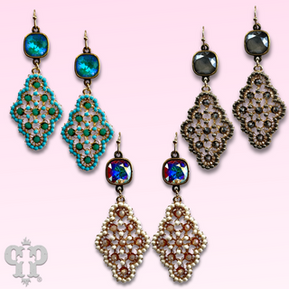 Rounded diamond shape earring with Austrian crystal