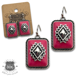 Rectangle western aztec stone earring - LC