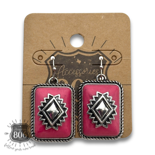 Rectangle western aztec stone earring - LC