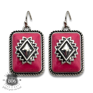 Rectangle western aztec stone earring - LC