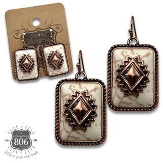 Rectangle western aztec stone earring - LC