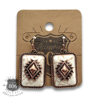 Rectangle western aztec stone earring - LC