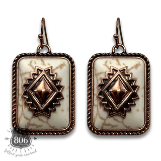Rectangle western aztec stone earring - LC