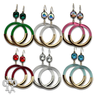 Large acrylic circle earring with crystals from Swarovski®- LC
