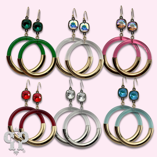 Large acrylic circle earring with crystals from Swarovski®- LC
