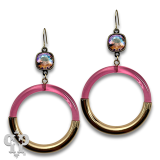 Large acrylic circle earring with crystals from Swarovski®- LC