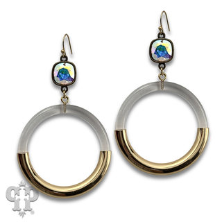 Large acrylic circle earring with crystals from Swarovski®- LC