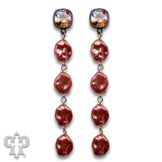 Coin pearl drops earring with crystals from Swarovski®- LC