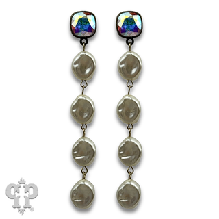 Coin pearl drops earring with crystals from Swarovski®- LC