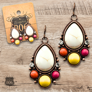 Decorative stone teardrop earring - LC