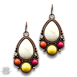 Decorative stone teardrop earring