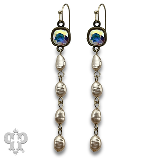 Rice pearl drops earring with crystals from Swarovski®- LC