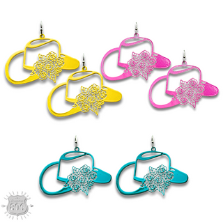 Flower cowboy hat earring