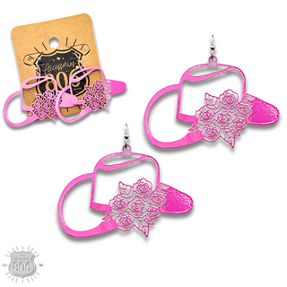 Flower cowboy hat earring