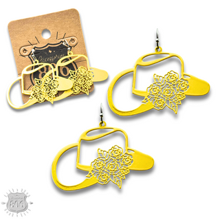Flower cowboy hat earring