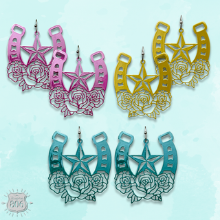 Flower horseshoe earring