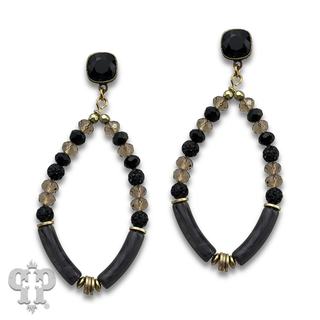 Diamond teardrop bamboo tube bead earring with crystals from Swarovski®, last call