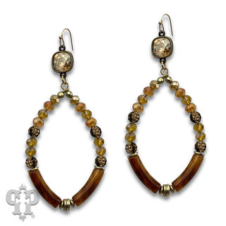 Diamond teardrop bamboo tube bead earring with crystals from Swarovski®, last call