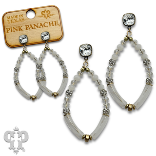 Diamond teardrop bamboo tube bead earring with crystals from Swarovski®, last call