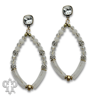 Diamond teardrop bamboo tube bead earring with crystals from Swarovski®, last call