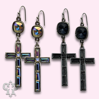 Rectangle rhinestone cross earring with crystals from Swarovski®- LC