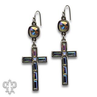 Rectangle rhinestone cross earring with crystals from Swarovski®- LC