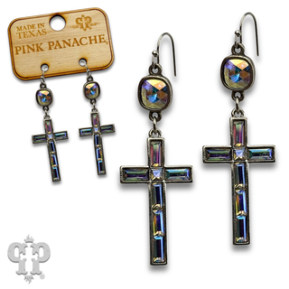 Rectangle rhinestone cross earring with crystals from Swarovski®- LC