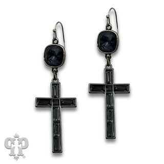 Rectangle rhinestone cross earring with crystals from Swarovski®- LC