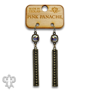 Textured rectangle bar earring with crystals from Swarovski®