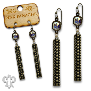 Textured rectangle bar earring with crystals from Swarovski®