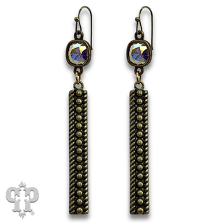 Textured rectangle bar earring with crystals from Swarovski®