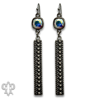 Textured rectangle bar earring with crystals from Swarovski®