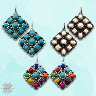 Diamond shape stone earring