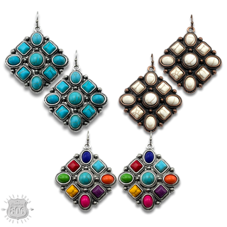 Diamond shape stone earring