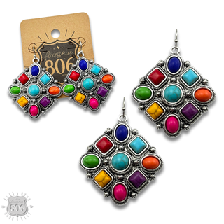 Diamond shape stone earring