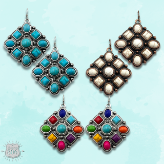 Diamond shape stone earring