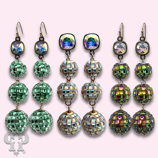 Mirrored disco ball earring with crystals from Swarovski®- LC