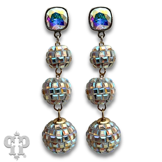 Mirrored disco ball earring with crystals from Swarovski®- LC