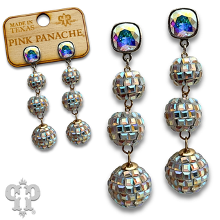 Mirrored disco ball earring with crystals from Swarovski®- LC