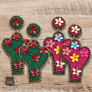 Seed bead cactus earring - LC