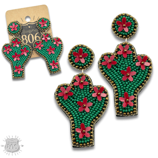 Seed bead cactus earring