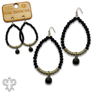 Wood and gold disc bead teardrop earring with crystals from Swarovski®, last call