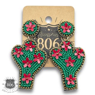 Seed bead cactus earring - LC